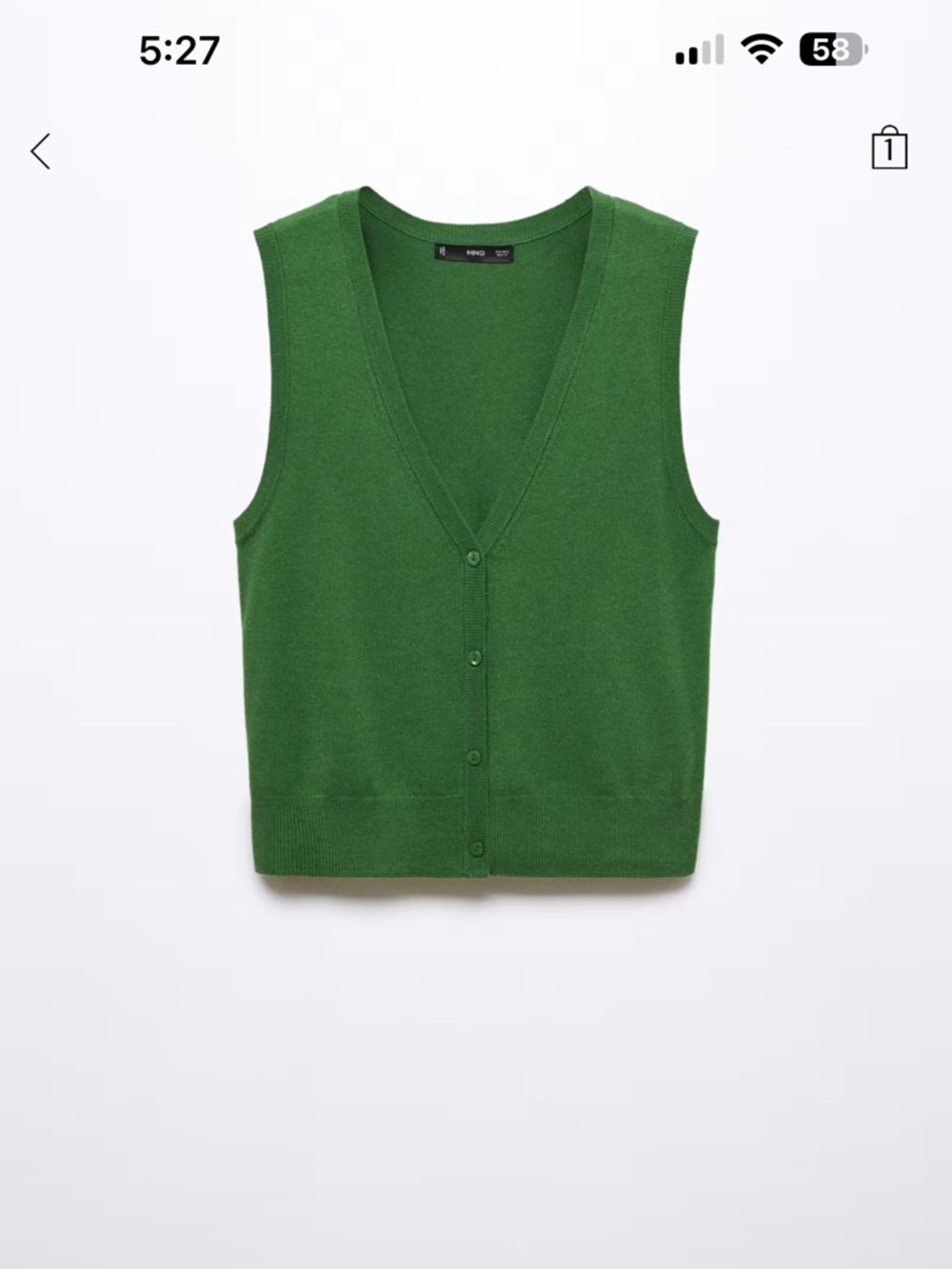 Mango Green Fine Knit Sweater Vest